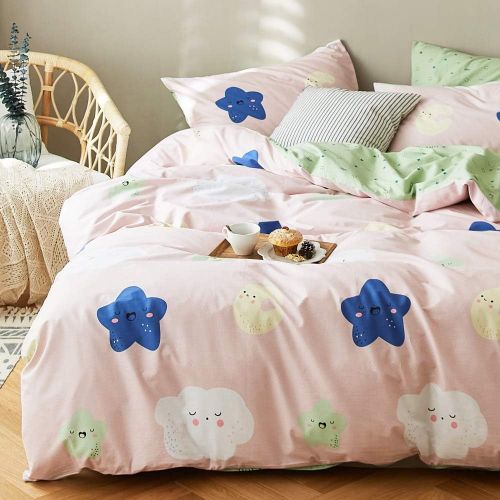  ORoa OROA Cute Kids Students Bedding Set 3 Pieces Reversible Cartoon Fish Pattern Duvet Cover Boys and Girls 100% Cotton Full Size (FullQueen, Dinosaur)