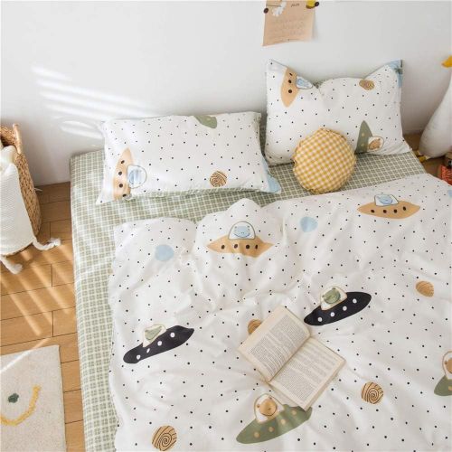  ORoa OROA Cute Kids Students Bedding Set 3 Pieces Reversible Cartoon Fish Pattern Duvet Cover Boys and Girls 100% Cotton Full Size (FullQueen, Dinosaur)