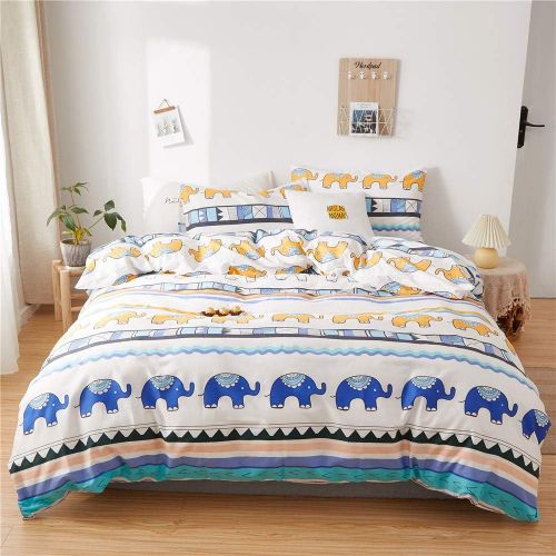  ORoa OROA Cute Kids Students Bedding Set 3 Pieces Reversible Cartoon Fish Pattern Duvet Cover Boys and Girls 100% Cotton Full Size (FullQueen, Dinosaur)