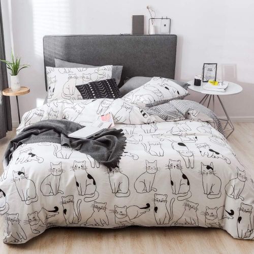  ORoa OROA Cute Kids Students Bedding Set 3 Pieces Reversible Cartoon Fish Pattern Duvet Cover Boys and Girls 100% Cotton Full Size (FullQueen, Dinosaur)