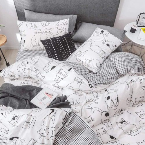  ORoa OROA Cute Kids Students Bedding Set 3 Pieces Reversible Cartoon Fish Pattern Duvet Cover Boys and Girls 100% Cotton Full Size (FullQueen, Dinosaur)
