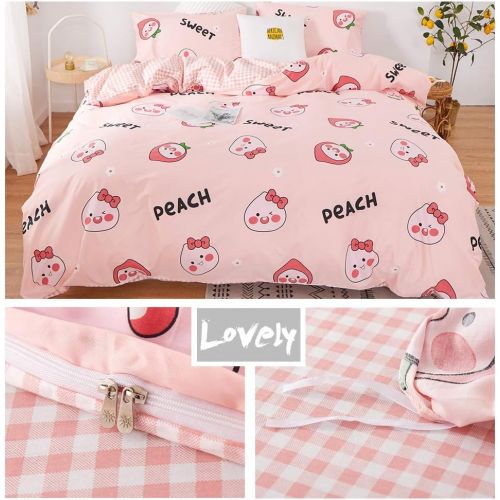  ORoa OROA Cute Kids Students Bedding Set 3 Pieces Reversible Cartoon Fish Pattern Duvet Cover Boys and Girls 100% Cotton Full Size (FullQueen, Dinosaur)