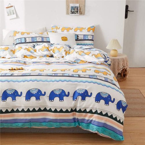  ORoa OROA Cute Kids Students Bedding Set 3 Pieces Reversible Cartoon Fish Pattern Duvet Cover Boys and Girls 100% Cotton Full Size (FullQueen, Dinosaur)