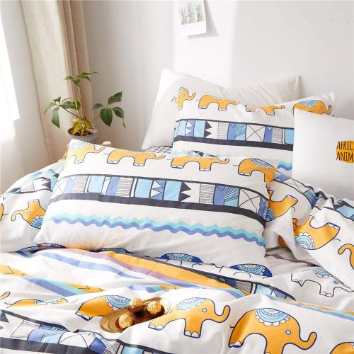  ORoa OROA Cute Kids Students Bedding Set 3 Pieces Reversible Cartoon Fish Pattern Duvet Cover Boys and Girls 100% Cotton Full Size (FullQueen, Dinosaur)