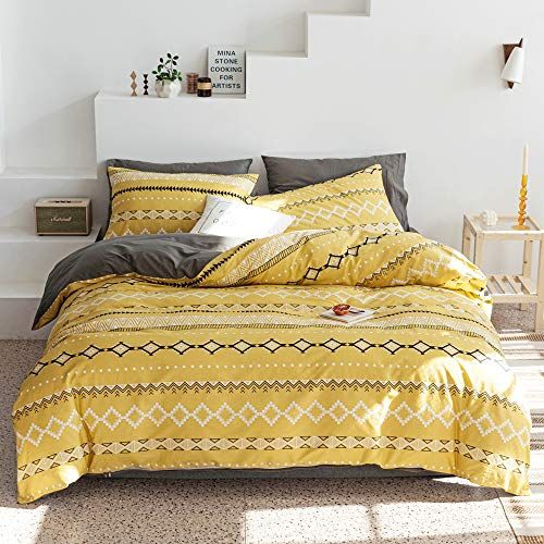  OTOB Lightweight Red Plaid Full Size Bedding Sets Collections Reversible Gingham Checkered Grid Geometric Queen Duvet Cover Set Cotton with 2 Pillowcases Zipper Closure for Teens G