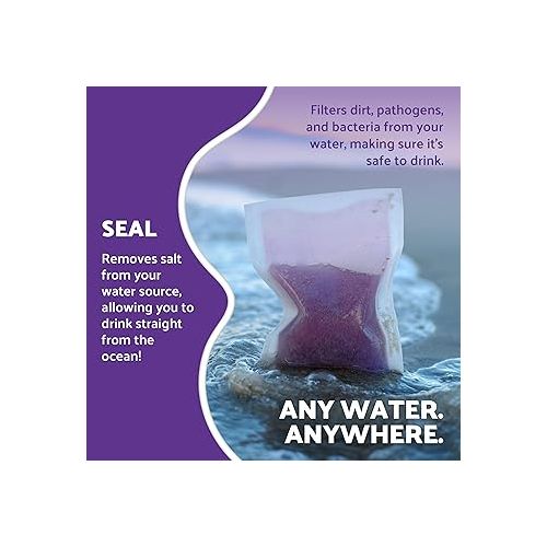  OTS Osmo Seal - 8 Pack. Fresh & Salt Water Filter - Portable Emergency desalination/Water Purifier Survival System Perfect for Outdoor Survival, Marine Emergency, and Disaster preparedness.