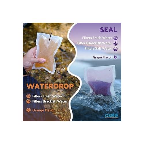  OTS Osmo Seal - 8 Pack. Fresh & Salt Water Filter - Portable Emergency desalination/Water Purifier Survival System Perfect for Outdoor Survival, Marine Emergency, and Disaster preparedness.