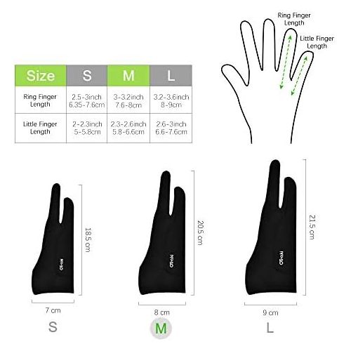  [아마존베스트]OTraki Anti-fouling Gloves 2 Pack Palm Rejection Glove Two Fingers Thickening Gloves 2 Finger Gloves Drawing for Graphic Tablet, iPad, Display, Art Painting, Surface Protection M (