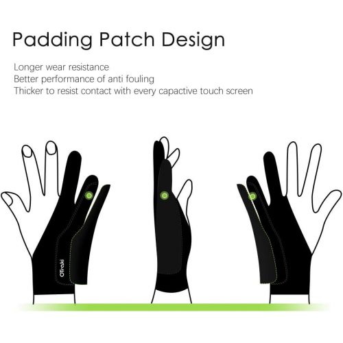  [아마존베스트]OTraki Anti-fouling Gloves 2 Pack Palm Rejection Glove Two Fingers Thickening Gloves 2 Finger Gloves Drawing for Graphic Tablet, iPad, Display, Art Painting, Surface Protection M (