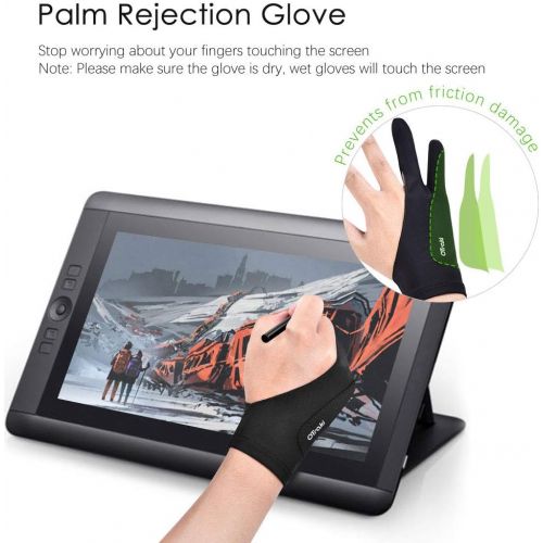  [아마존베스트]OTraki Anti-fouling Gloves 2 Pack Palm Rejection Glove Two Fingers Thickening Gloves 2 Finger Gloves Drawing for Graphic Tablet, iPad, Display, Art Painting, Surface Protection S (