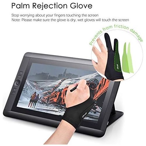  [아마존베스트]OTraki Anti-fouling Gloves 2 Pack Palm Rejection Glove Two Fingers Thickening Gloves 2 Finger Gloves Drawing for Graphic Tablet, iPad, Display, Art Painting, Surface Protection L (