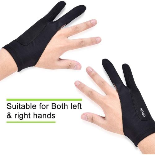  [아마존베스트]OTraki Anti-fouling Gloves 2 Pack Palm Rejection Glove Two Fingers Thickening Gloves 2 Finger Gloves Drawing for Graphic Tablet, iPad, Display, Art Painting, Surface Protection L (