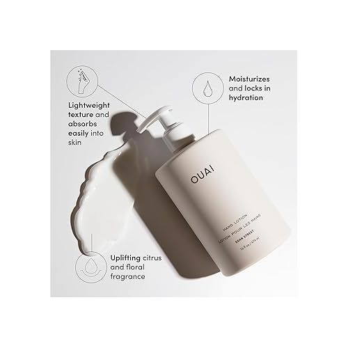  OUAI Hand Lotion - Daily, Lightweight, Hydrating Lotion for Dry Skin - Made with Avocado, Rosehip and Jojoba Oil to Lock in Moisture - Never Greasy (16 Fl Oz)
