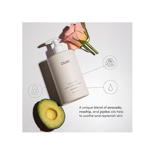  OUAI Hand Lotion - Daily, Lightweight, Hydrating Lotion for Dry Skin - Made with Avocado, Rosehip and Jojoba Oil to Lock in Moisture - Never Greasy (16 Fl Oz)