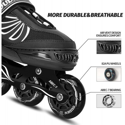  OUDEW Ajustable Inline Skates for Women Men Kids with Light Up Wheels, Outdoor Roller Blades for Girls Boys Adults