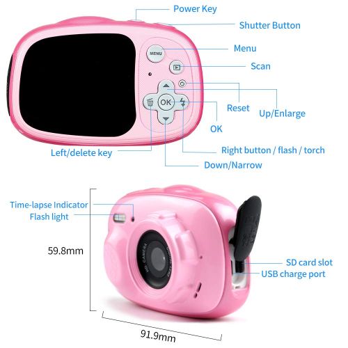  OUKITEL Q1 Waterproof Kid Camera Digital Video Camcorder Creative Toy Camera Rechargeable with 8G Micro SD 2.0” IPS HP Screen a Gift for 3-12 Year Old Boys and Girls Outdoor Play,