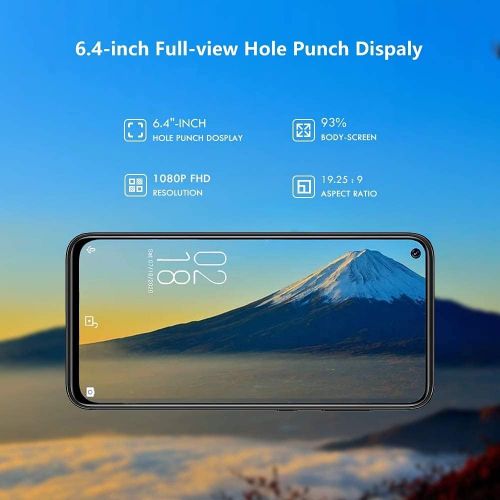  [아마존베스트]OUKITEL C21 Unlocked Smartphone, Android 10 Unlocked Cell Phone with Dual Sim 64GB/4GB 20MP Selfie Helio P60 6.4 FHD+ Octa Core 4000mAh Face ID + Fingerprint GSM 4G, GPS, Bluetooth