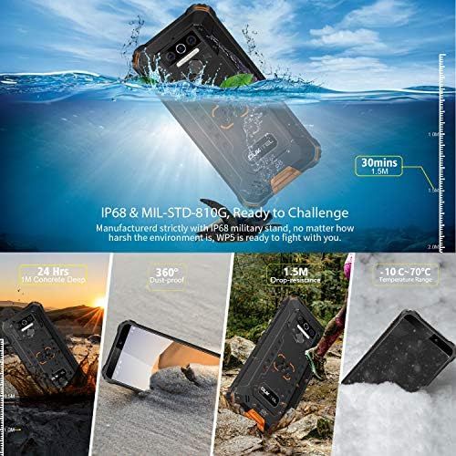  [아마존베스트]OUKITEL WP5 (2020) Rugged Smartphone, 8000mAh Battery IP68 Waterproof Android 10 Unlocked Cell Phones 4G LTE Dual SIM, 5.5inches 4GB 32GB Triple Camera Face/Fingerprint Unlock GPS