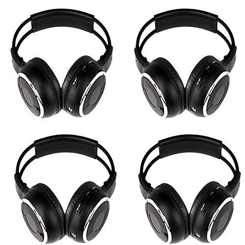  OUKUFour Packs of Two Channel Folding Adjustable Universal Rear Entertainment System Infrared Headphones Convenient Wireless IR DVD Player Head Phones for in Car TV Video Audio Li