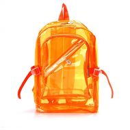 OULII Transparent Backpack School Shoulder Bag Candy Color Satchel for Kids (Fluorescent Orange)