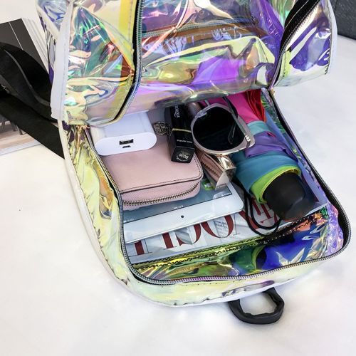  OULII Transparent Backpack Casual Backpack Student School Daypack Travel Caming Bag for Women Girls