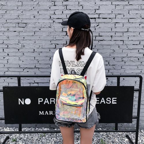  OULII Transparent Backpack Casual Backpack Student School Daypack Travel Caming Bag for Women Girls