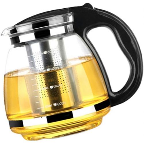  OUNONA Glas-Teekanne Edelstahl Filtergriff hitzebestndig 1500 ml (schwarz)