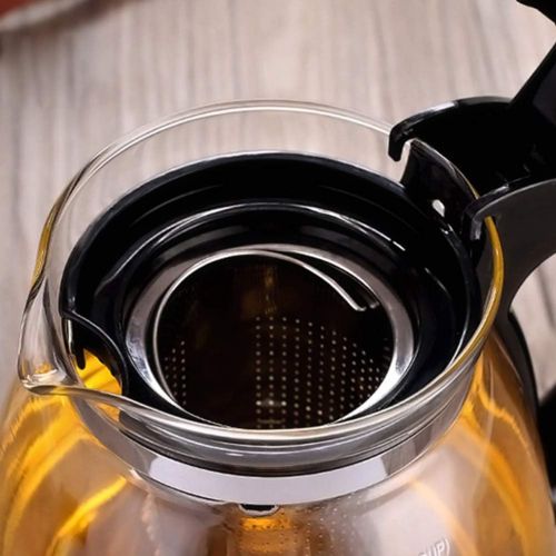  OUNONA Glas-Teekanne Edelstahl Filtergriff hitzebestndig 1500 ml (schwarz)