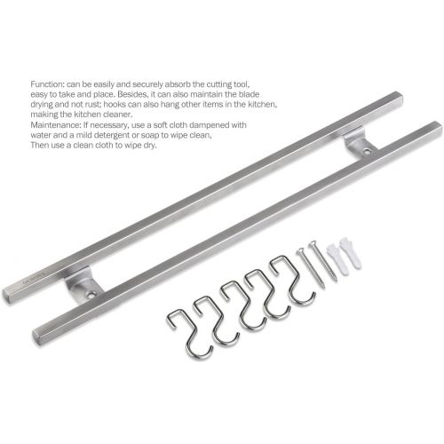  [아마존베스트]OUNONA Stainless Steel Magnetic Knife Holder Magnetic Strip Magnetic Wall Mounted Knife Rack with 6 Removable Hooks