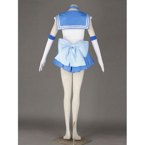  OURCOSPLAY Womens Sailor Moon Mercury Mizuno Ami Battle Cosplay Costume Dress 6 Pcs Set