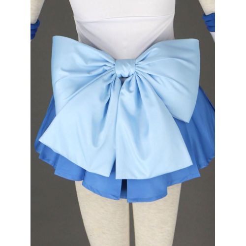  OURCOSPLAY Womens Sailor Moon Mercury Mizuno Ami Battle Cosplay Costume Dress 6 Pcs Set