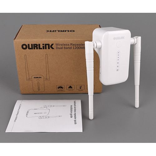  OURLINK OURLiNK WiFi RouterExtender AC1200 1200Mbps Wireless Repeater Booster Range Extender Mini AP Hotspot Access Point 5.0GHz2.4GHz Signal Amplifier Network Adapter with WPS, Extends