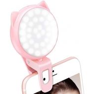 [아마존베스트]OURRY Selfie Ring Light, LED Rechargeable Clip On Phone Ring Lights with 3-Level Adjustable Brightness with 32 Bulbs, Mini Size,USB, 360° Rotation,Portable Fill Light for Makeup, Laptop/