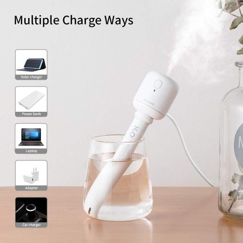  OURRY 8-14 Hrs Portable Mini Humidifier, USB/Battery Operated Ultrasonic Cool Mist Humidifiers, Personal Desk Humidifier with Container Diversity, Auto Shut-Off, Ultra-Quiet, for Home, B