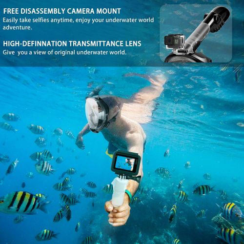  OUSPT Full Face Snorkel Mask, Snorkeling Mask with Detachable Camera Mount, Seaview 180° Upgraded Dive Mask with Newest Breathing System, Dry Top Set Anti-Fog Anti-Leak for Adult K