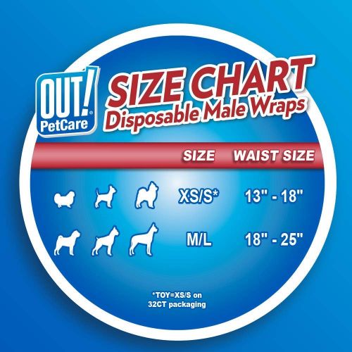  OUT! Disposable Male Dog Diapers | Ultra-Absorbent, Leak-Proof Disposable Wraps | 8 Packs (96 Total Diapers)