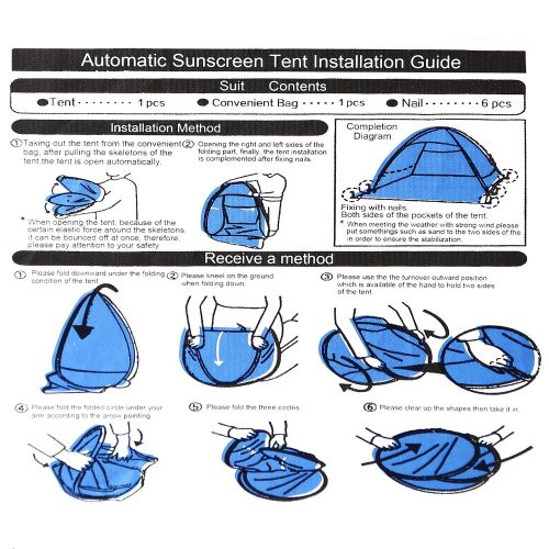  OUTAD Instant-Zelt mit Solar-UV-Schutz 50 Licht fuer Camping Strand Camping