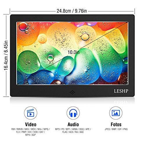  [아마존 핫딜]  [아마존핫딜]Digitaler Bilderrahmen 10 Zoll, OUTAD HD LCD Display mit Eingebauter Lautsprecher/Kalender/Uhr Funktion, Unterstuetzt 1080P Video/Foto/Musik Player, Auto on/Off Timer, mit Fernbedie