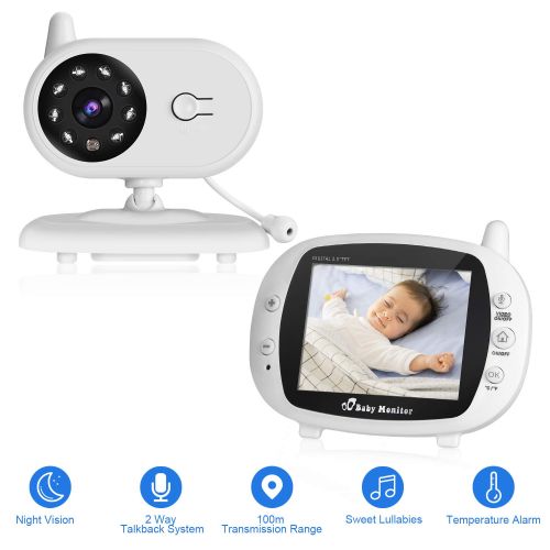  [아마존 핫딜]  [아마존핫딜]Video-Babyphone mit Kamera, OUTAD Baby Monitor/Baby UEberwachungskamera, mit 3.5 LCD Display(Sound-aktivieren), Nachtsichtkamera,Temperaturueberwachung, Einziehbare Antenne, ECO-Mode