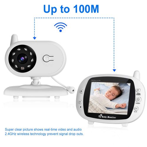  [아마존 핫딜]  [아마존핫딜]Video-Babyphone mit Kamera, OUTAD Baby Monitor/Baby UEberwachungskamera, mit 3.5 LCD Display(Sound-aktivieren), Nachtsichtkamera,Temperaturueberwachung, Einziehbare Antenne, ECO-Mode