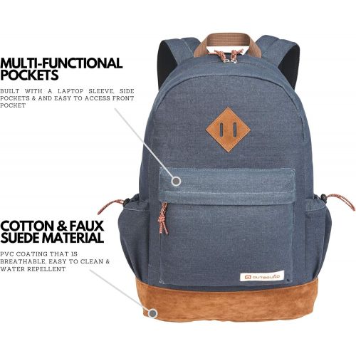  [아마존베스트]OUTBOUND Outbound Canvas Backpack | School Backpack for Boys and Girls | Perfect for Kids, Students or Everyday Use | 17.7 Inch | Gray