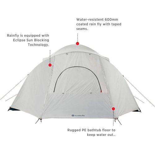  Outbound 8-Person Dome Tent for Camping with Carry Bag and Rainfly Eclipse Sun Blocking Technology Water Resistant 3 Season Grey/White