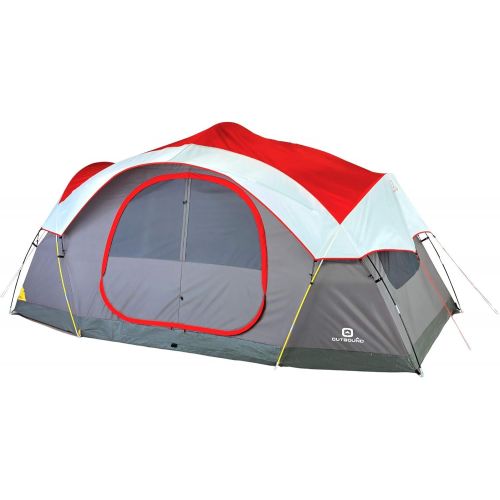  Outbound 8-Person Dome Tent for Camping with Carry Bag and Rainfly | Perfect for Backpacking or The Beach | Dome Tent, Red