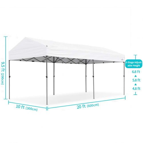  OUTDOOR LIVING SUNTIME 10 X 20 Easy Pop Up Canopy Party Tent Heavy Duty Garage Car Shelter, White-with Removable Sidewalls