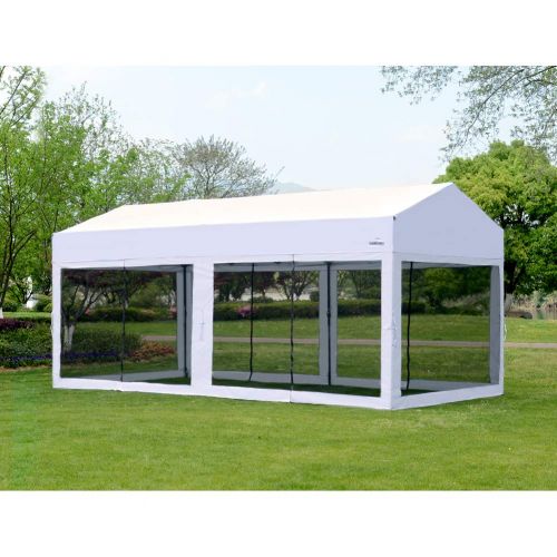  OUTDOOR LIVING SUNTIME 10 X 20 Easy Pop Up Canopy Party Tent Heavy Duty Garage Car Shelter, White-with Removable Sidewalls