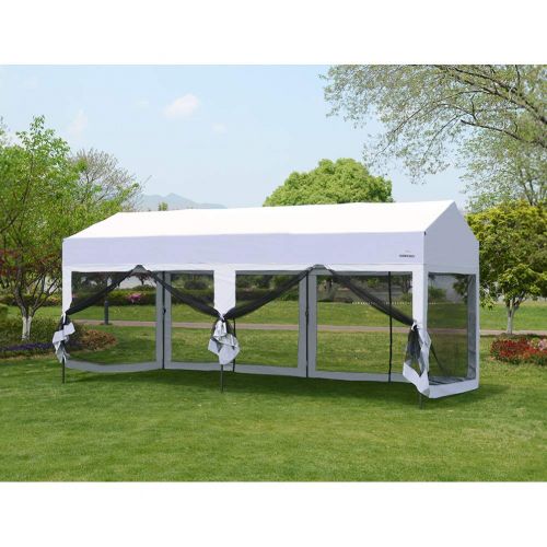  OUTDOOR LIVING SUNTIME 10 X 20 Easy Pop Up Canopy Party Tent Heavy Duty Garage Car Shelter, White-with Removable Sidewalls