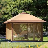 OUTDOOR LIVING SUNTIME Suntime Outdoor Pop Up Gazebo Canopy with Mosquito Netting and Solar LED Light for Parties and Outdoor Activities