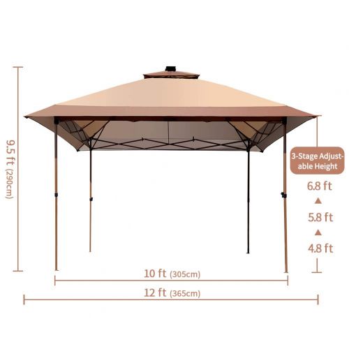  OUTDOOR LIVING SUNTIME Suntime Outdoor Pop Up Gazebo Canopy with Mosquito Netting and Solar LED Light for Parties and Outdoor Activities