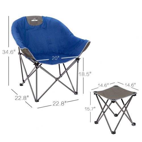  OUTDOOR LIVING SUNTIME Sofa Chair, Oversize Padded Moon Leisure Portable Stable Comfortable Folding Chair for Camping, Hiking, Carry Bag