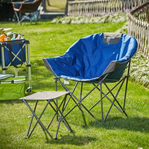  OUTDOOR LIVING SUNTIME Sofa Chair, Oversize Padded Moon Leisure Portable Stable Comfortable Folding Chair for Camping, Hiking, Carry Bag